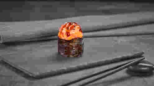 Блюдо Гункан Сяке ХОТ запеченный меню Суши Мастер Гункан Сяке ХОТ запеченный меню Суши Мастер